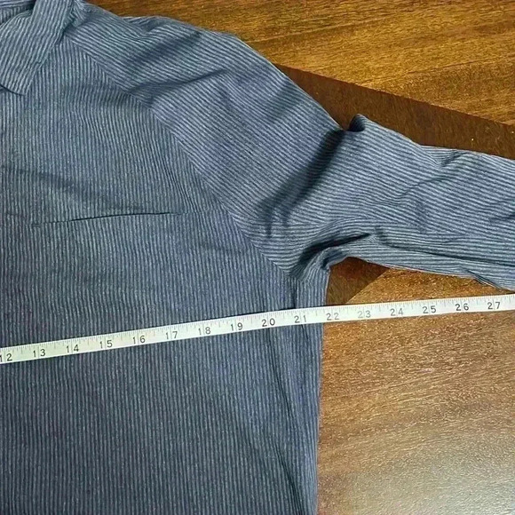Lululemon Shirt Men's medium Long Sleeve Button Up Blue Striped - Picture 6 of 7